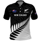 New Zealand Silver Fern Rugby Polo Shirt All Black Go Champions Maori Pattern LT14