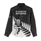 New Zealand Silver Fern Rugby Women Casual Shirt All Black Go Champions Maori Pattern LT14