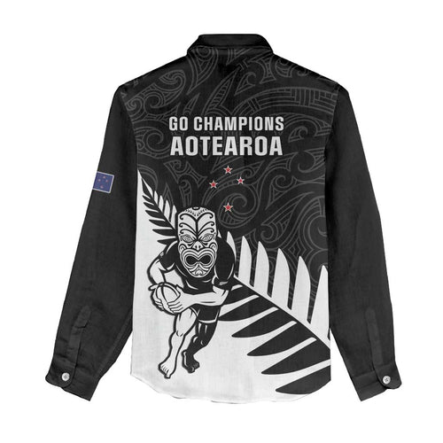 New Zealand Silver Fern Rugby Women Casual Shirt All Black Go Champions Maori Pattern LT14