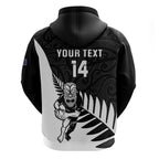 Personalised New Zealand Silver Fern Rugby Hoodie All Black Go Champions Maori Pattern LT14