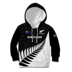 Personalised New Zealand Silver Fern Rugby Kid Hoodie All Black Go Champions Maori Pattern LT14