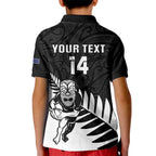 Personalised New Zealand Silver Fern Rugby Kid Polo Shirt All Black Go Champions Maori Pattern LT14