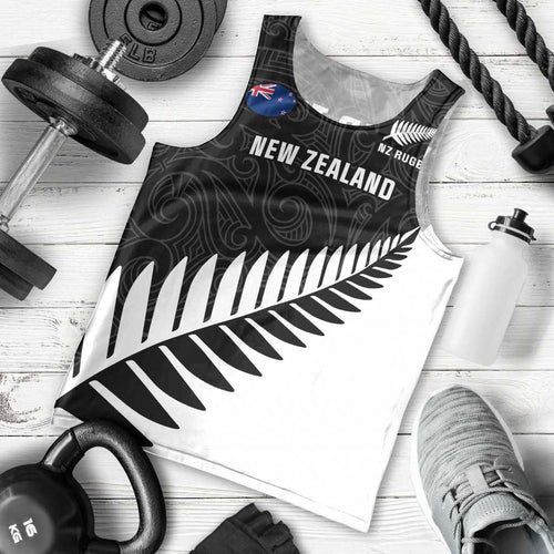 Personalised New Zealand Silver Fern Rugby Men Tank Top All Black Go Champions Maori Pattern LT14