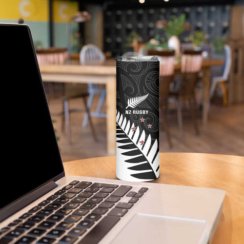 New Zealand Silver Fern Rugby Skinny Tumbler All Black Go Champions Maori Pattern LT14