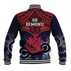 Melbourne Football Baseball Jacket Go Demons Aboriginal Mix Polynesian Pattern LT14