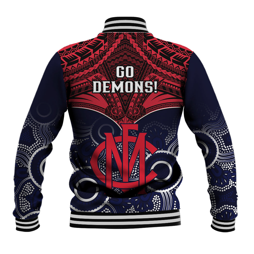 Melbourne Football Baseball Jacket Go Demons Aboriginal Mix Polynesian Pattern LT14
