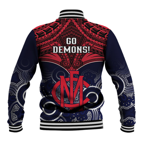 Melbourne Football Baseball Jacket Go Demons Aboriginal Mix Polynesian Pattern LT14