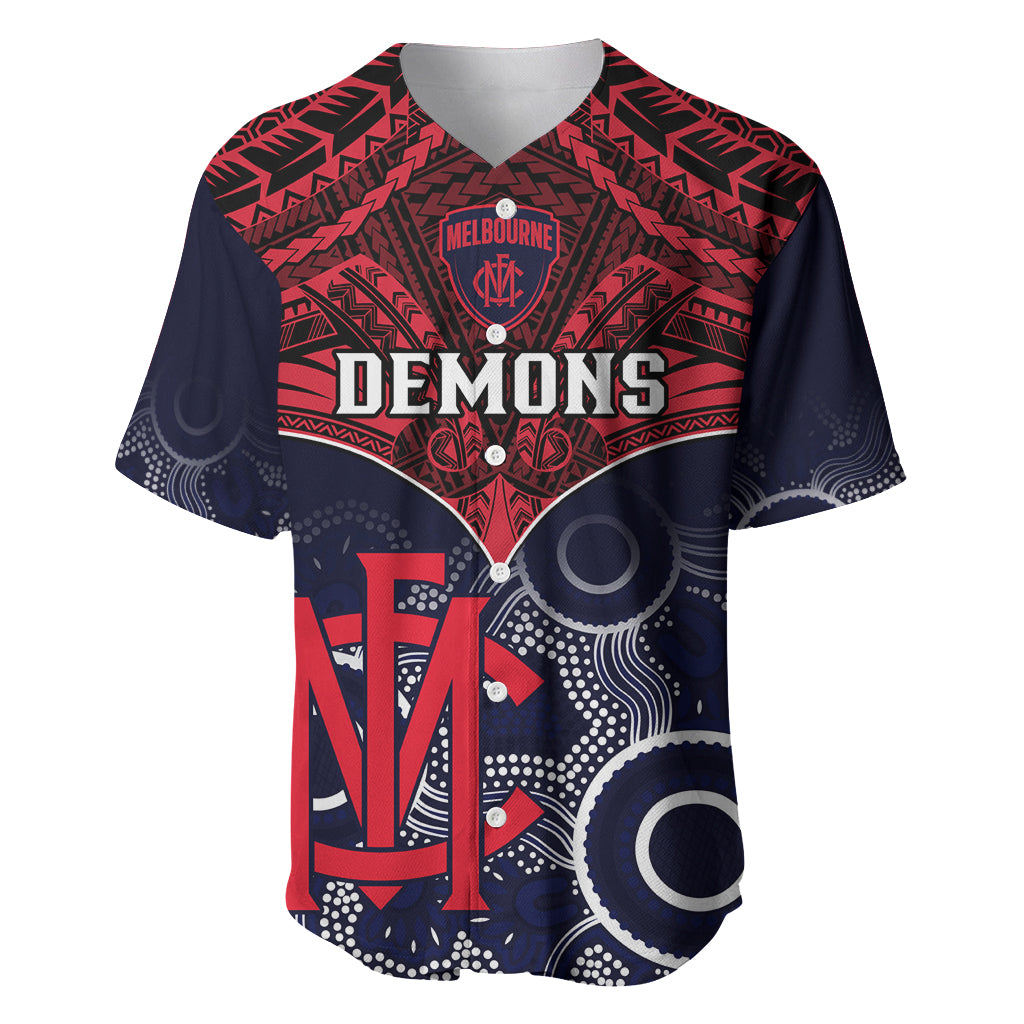Melbourne Football Baseball Jersey Go Demons Aboriginal Mix Polynesian Pattern LT14