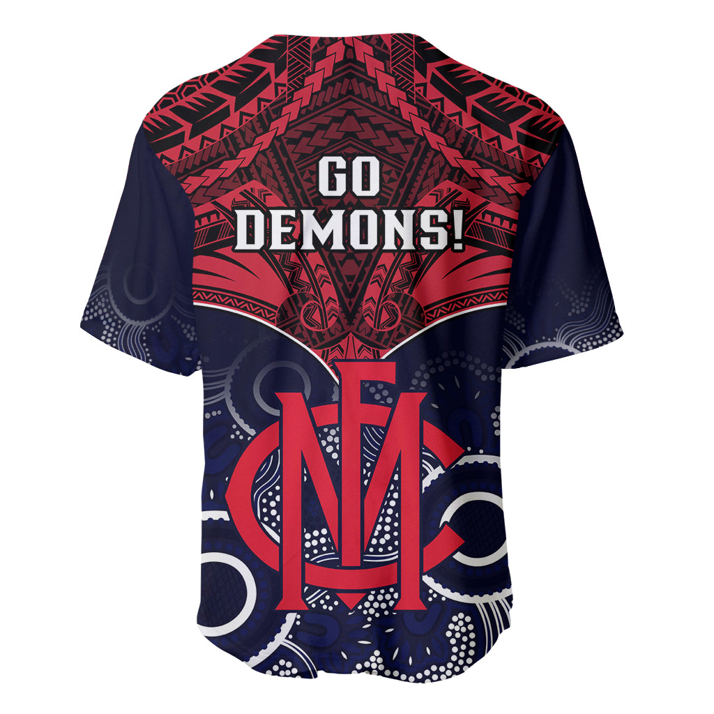 Melbourne Football Baseball Jersey Go Demons Aboriginal Mix Polynesian Pattern LT14