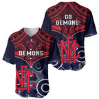 Melbourne Football Baseball Jersey Go Demons Aboriginal Mix Polynesian Pattern LT14