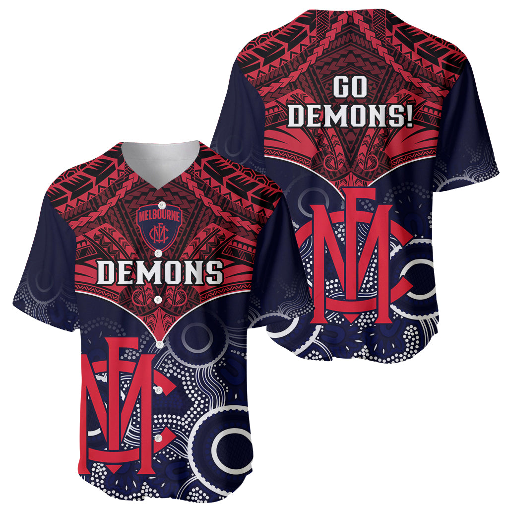 Melbourne Football Baseball Jersey Go Demons Aboriginal Mix Polynesian Pattern LT14
