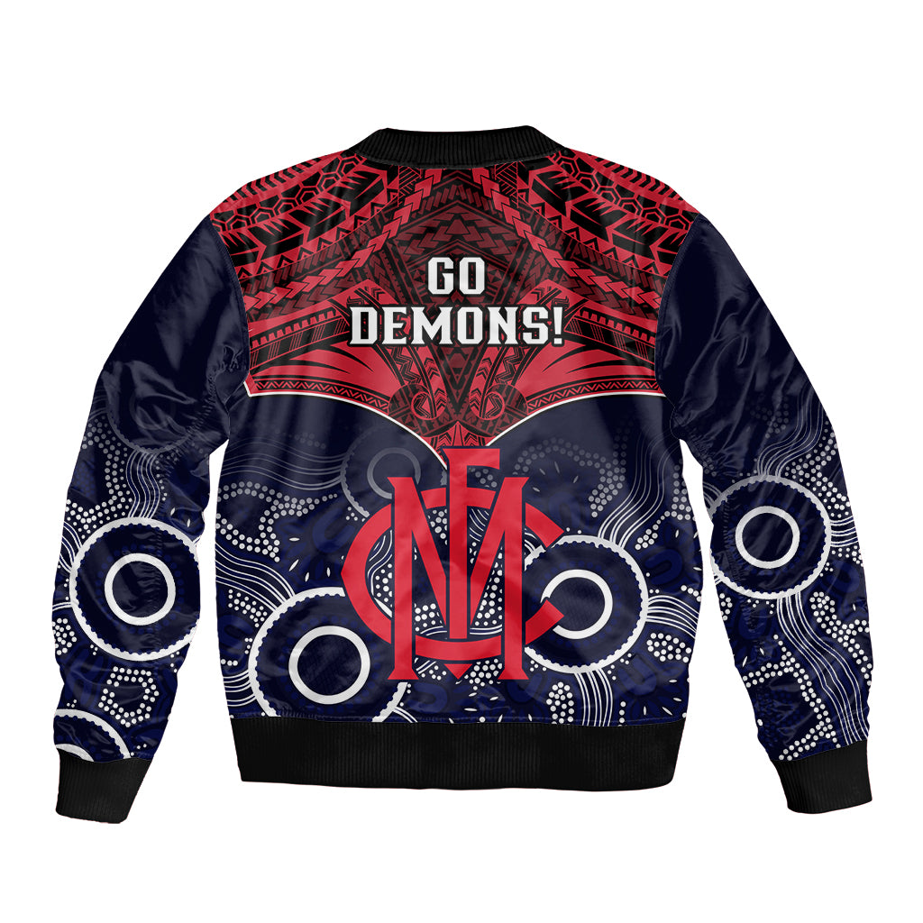 Melbourne Football Bomber Jacket Go Demons Aboriginal Mix Polynesian Pattern LT14