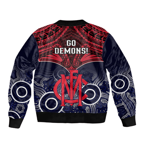 Melbourne Football Bomber Jacket Go Demons Aboriginal Mix Polynesian Pattern LT14