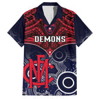 Melbourne Football Hawaiian Shirt Go Demons Aboriginal Mix Polynesian Pattern LT14