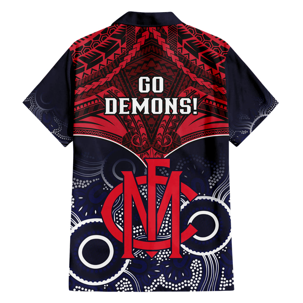 Melbourne Football Hawaiian Shirt Go Demons Aboriginal Mix Polynesian Pattern LT14