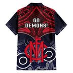 Melbourne Football Hawaiian Shirt Go Demons Aboriginal Mix Polynesian Pattern LT14