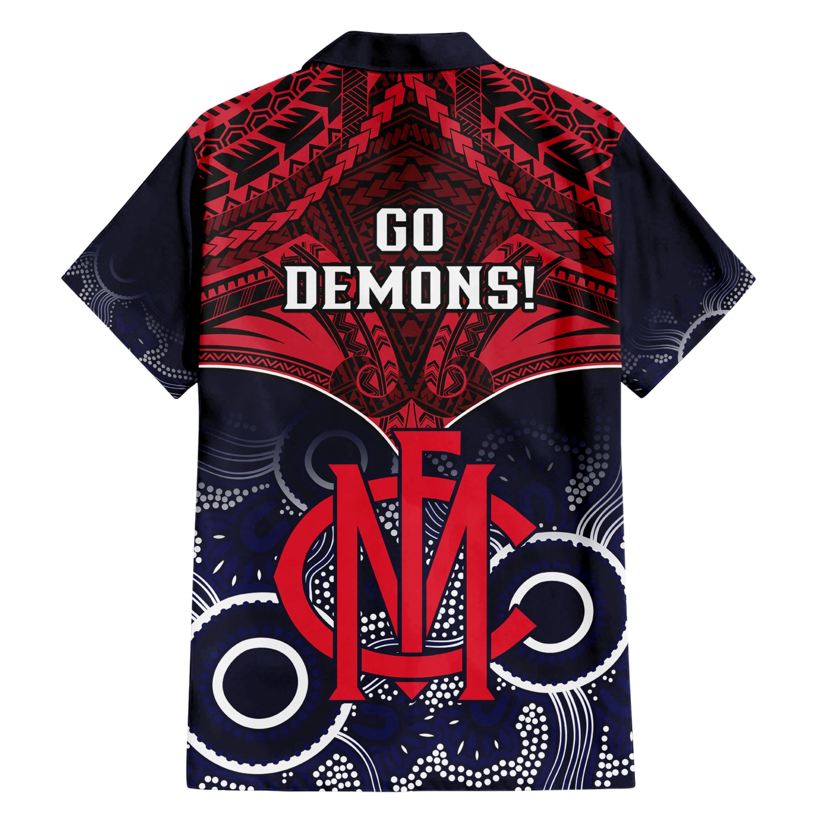 Melbourne Football Hawaiian Shirt Go Demons Aboriginal Mix Polynesian Pattern LT14