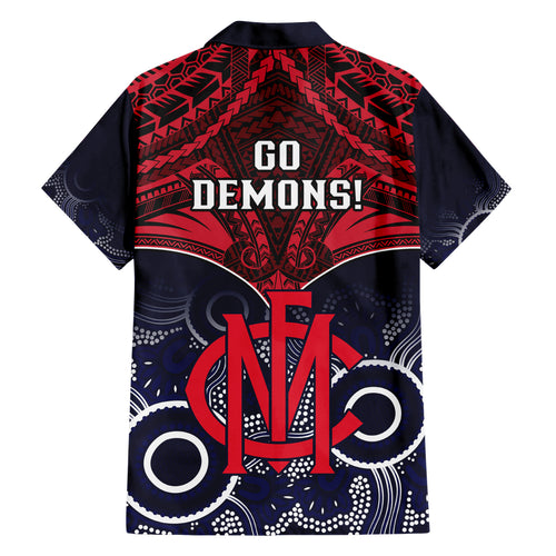Melbourne Football Hawaiian Shirt Go Demons Aboriginal Mix Polynesian Pattern LT14