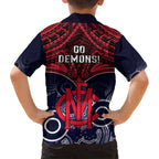 Melbourne Football Hawaiian Shirt Go Demons Aboriginal Mix Polynesian Pattern LT14