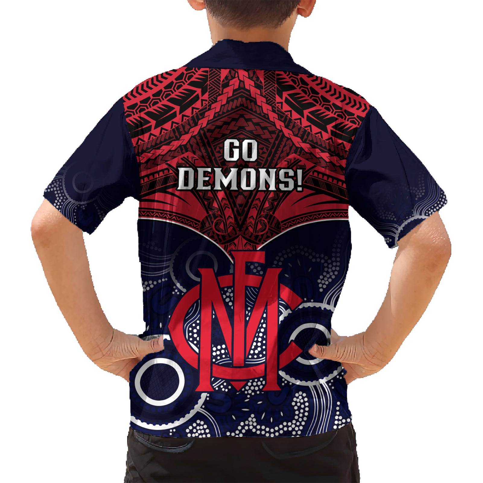Melbourne Football Hawaiian Shirt Go Demons Aboriginal Mix Polynesian Pattern LT14