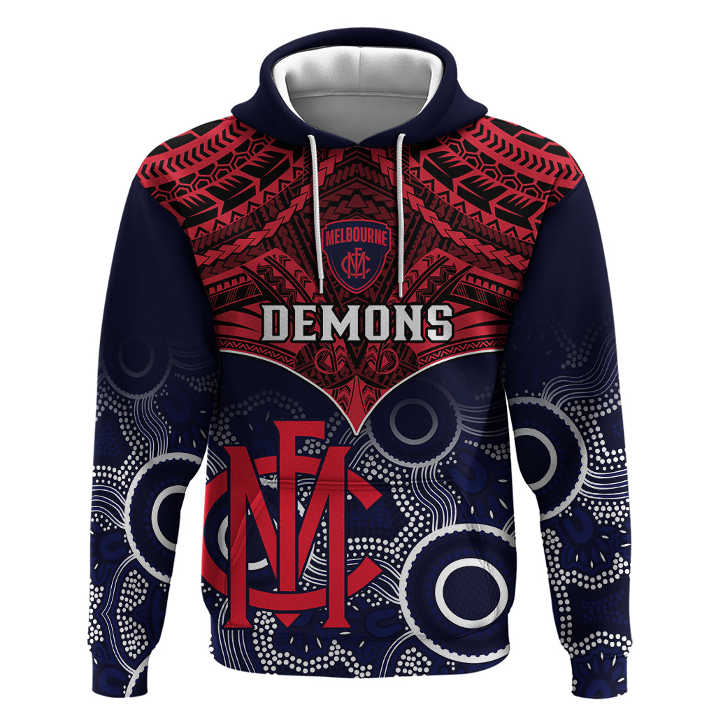 Melbourne Football Hoodie Go Demons Aboriginal Mix Polynesian Pattern LT14