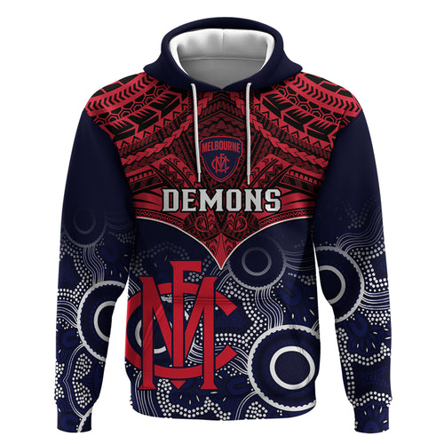 Melbourne Football Hoodie Go Demons Aboriginal Mix Polynesian Pattern LT14