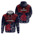 Melbourne Football Hoodie Go Demons Aboriginal Mix Polynesian Pattern LT14
