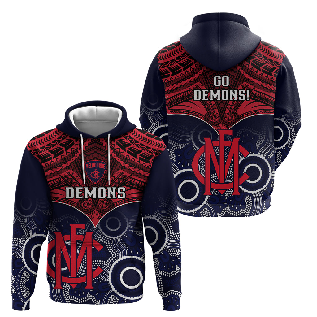 Melbourne Football Hoodie Go Demons Aboriginal Mix Polynesian Pattern LT14