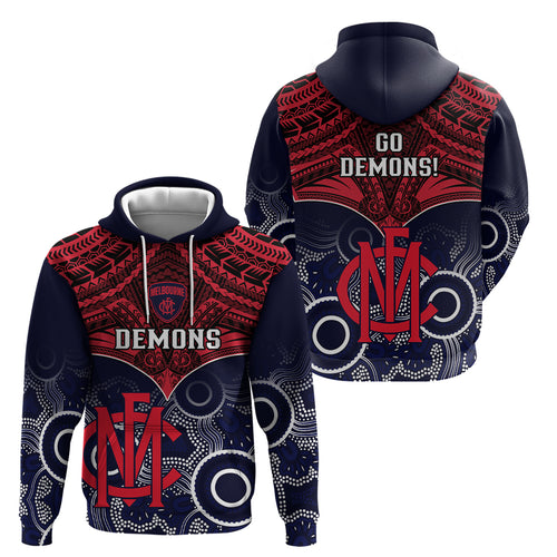 Melbourne Football Hoodie Go Demons Aboriginal Mix Polynesian Pattern LT14