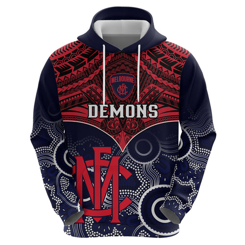 Melbourne Football Hoodie Go Demons Aboriginal Mix Polynesian Pattern LT14