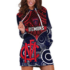 Melbourne Football Hoodie Dress Go Demons Aboriginal Mix Polynesian Pattern LT14