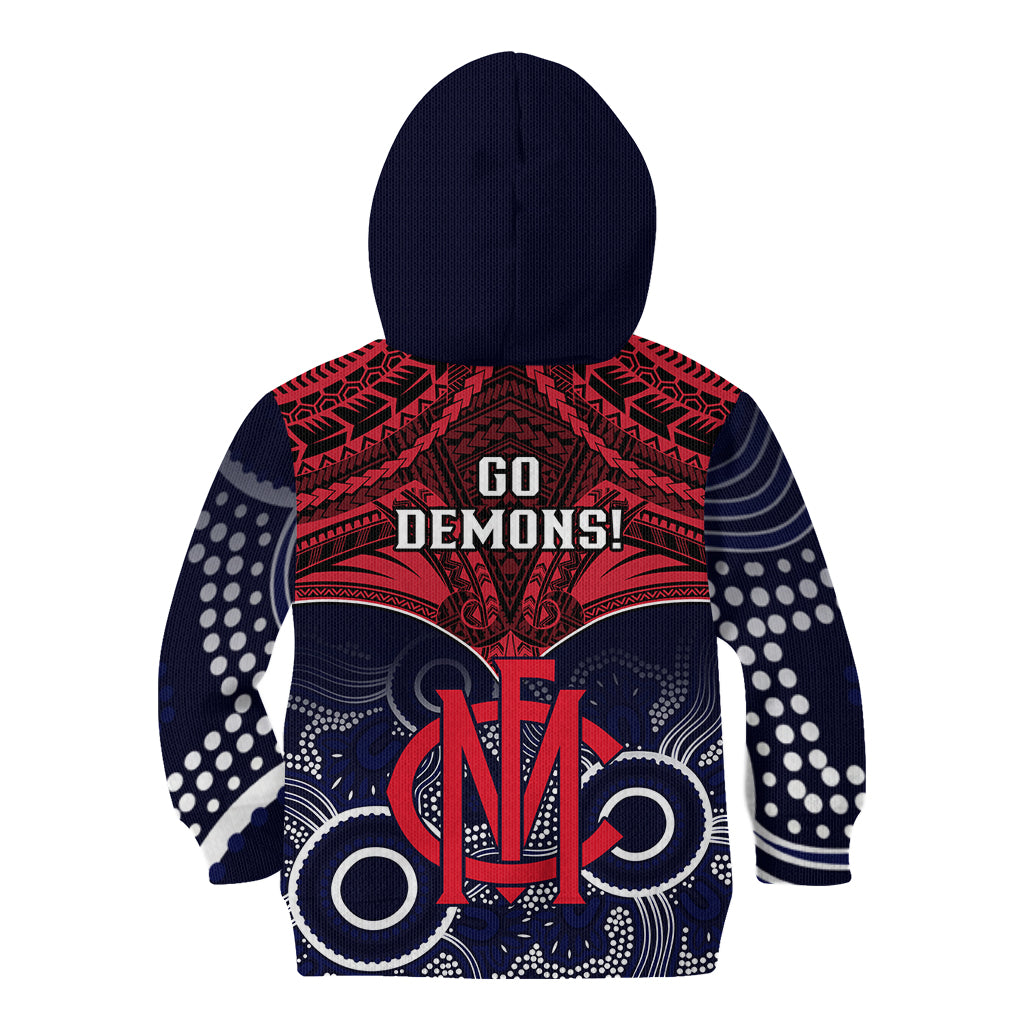 Melbourne Football Kid Hoodie Go Demons Aboriginal Mix Polynesian Pattern LT14