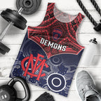 Melbourne Football Men Tank Top Go Demons Aboriginal Mix Polynesian Pattern LT14