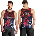 Melbourne Football Men Tank Top Go Demons Aboriginal Mix Polynesian Pattern LT14