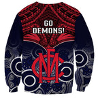 Melbourne Football Sweatshirt Go Demons Aboriginal Mix Polynesian Pattern LT14