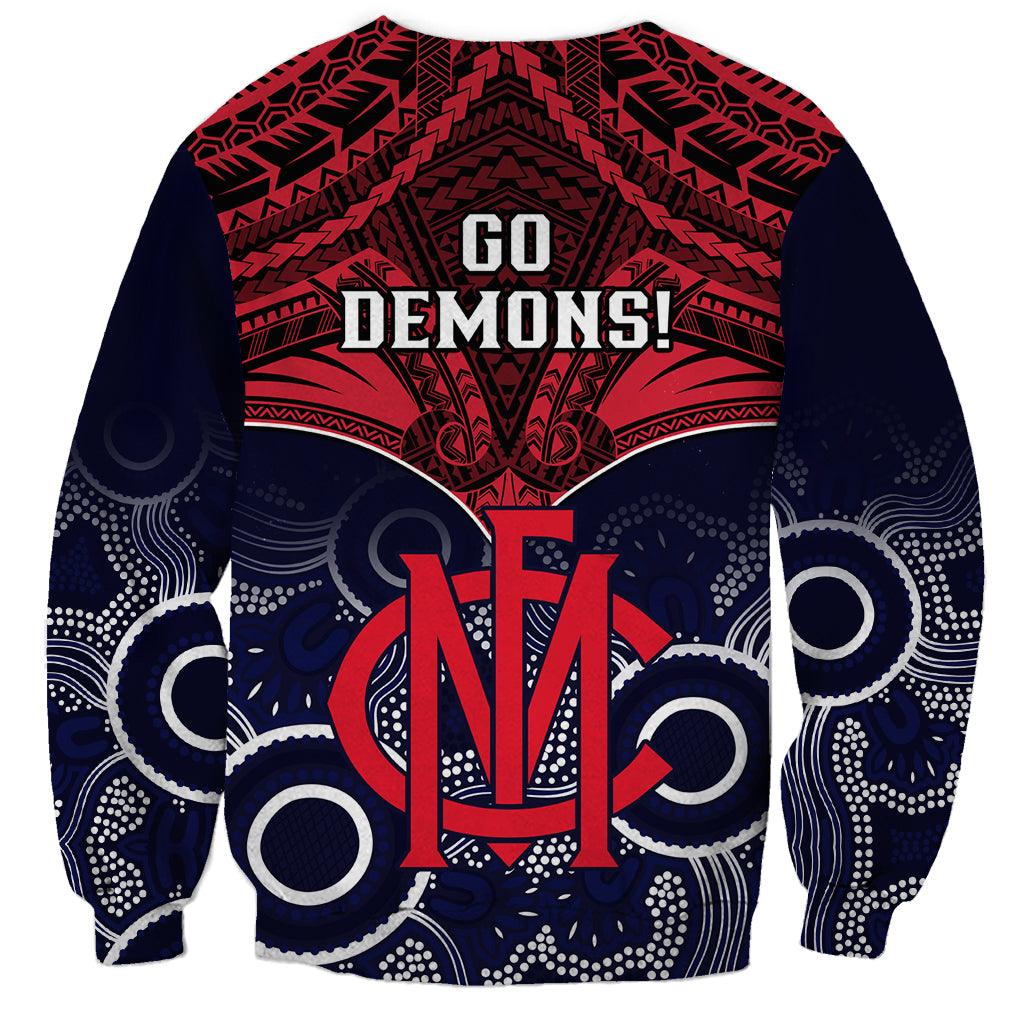 Melbourne Football Sweatshirt Go Demons Aboriginal Mix Polynesian Pattern LT14