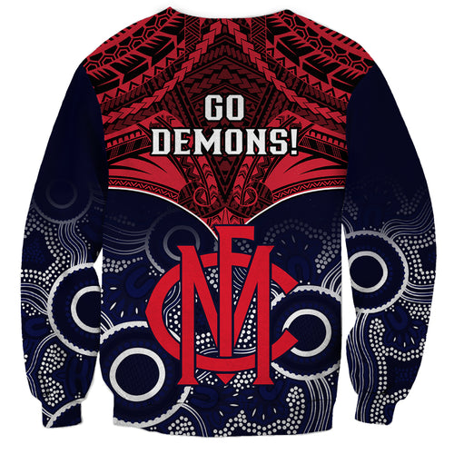 Melbourne Football Sweatshirt Go Demons Aboriginal Mix Polynesian Pattern LT14