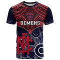 Melbourne Football T Shirt Go Demons Aboriginal Mix Polynesian Pattern LT14