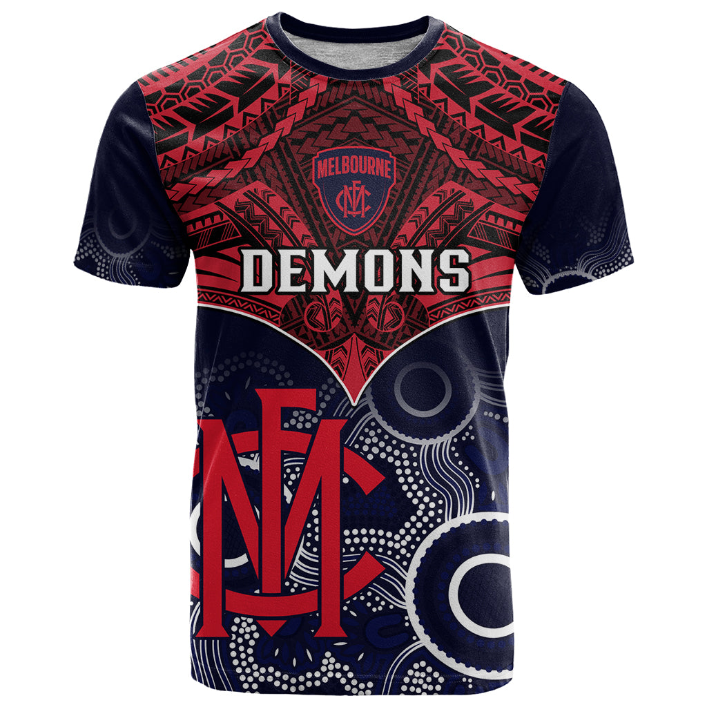 Melbourne Football T Shirt Go Demons Aboriginal Mix Polynesian Pattern LT14