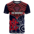 Melbourne Football T Shirt Go Demons Aboriginal Mix Polynesian Pattern LT14