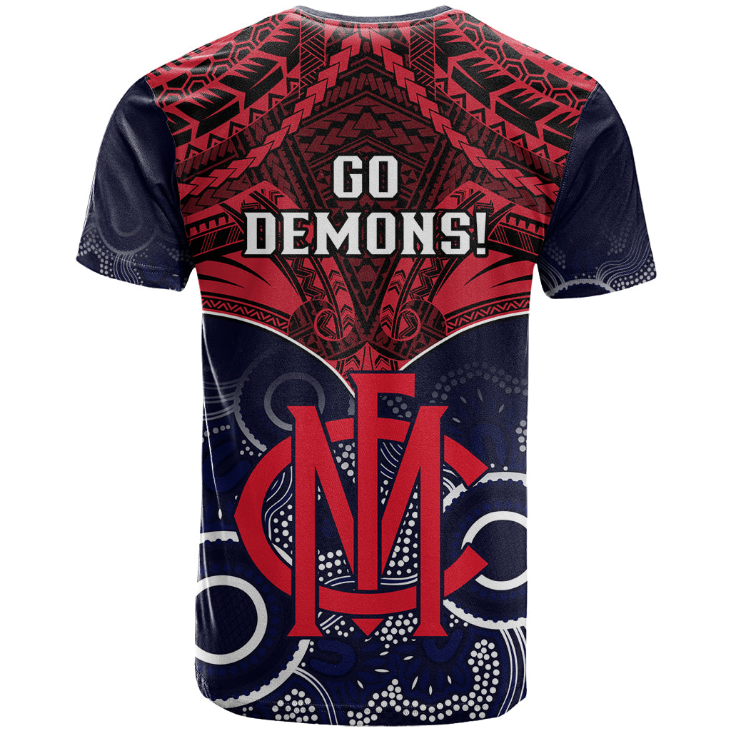 Melbourne Football T Shirt Go Demons Aboriginal Mix Polynesian Pattern LT14