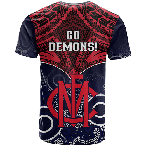 Melbourne Football T Shirt Go Demons Aboriginal Mix Polynesian Pattern LT14