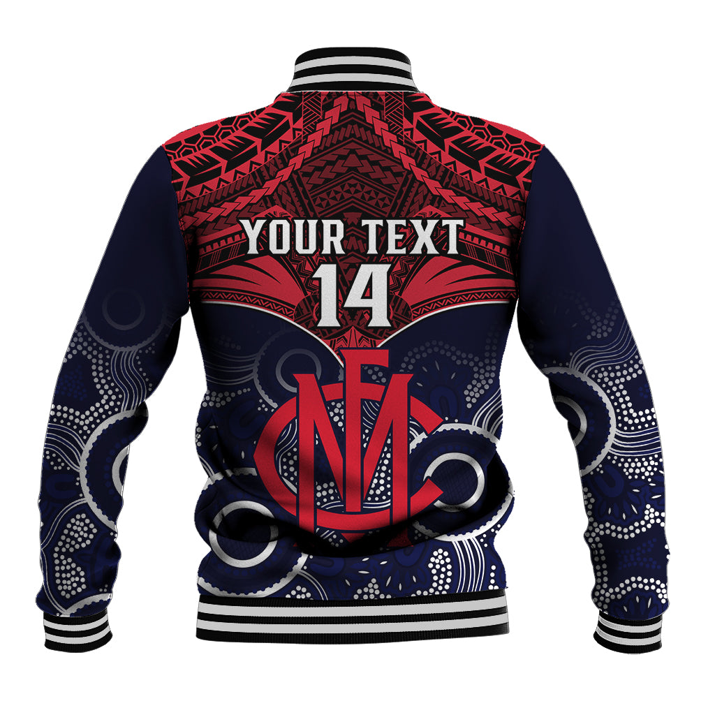 Personalised Melbourne Football Baseball Jacket Go Demons Aboriginal Mix Polynesian Pattern LT14