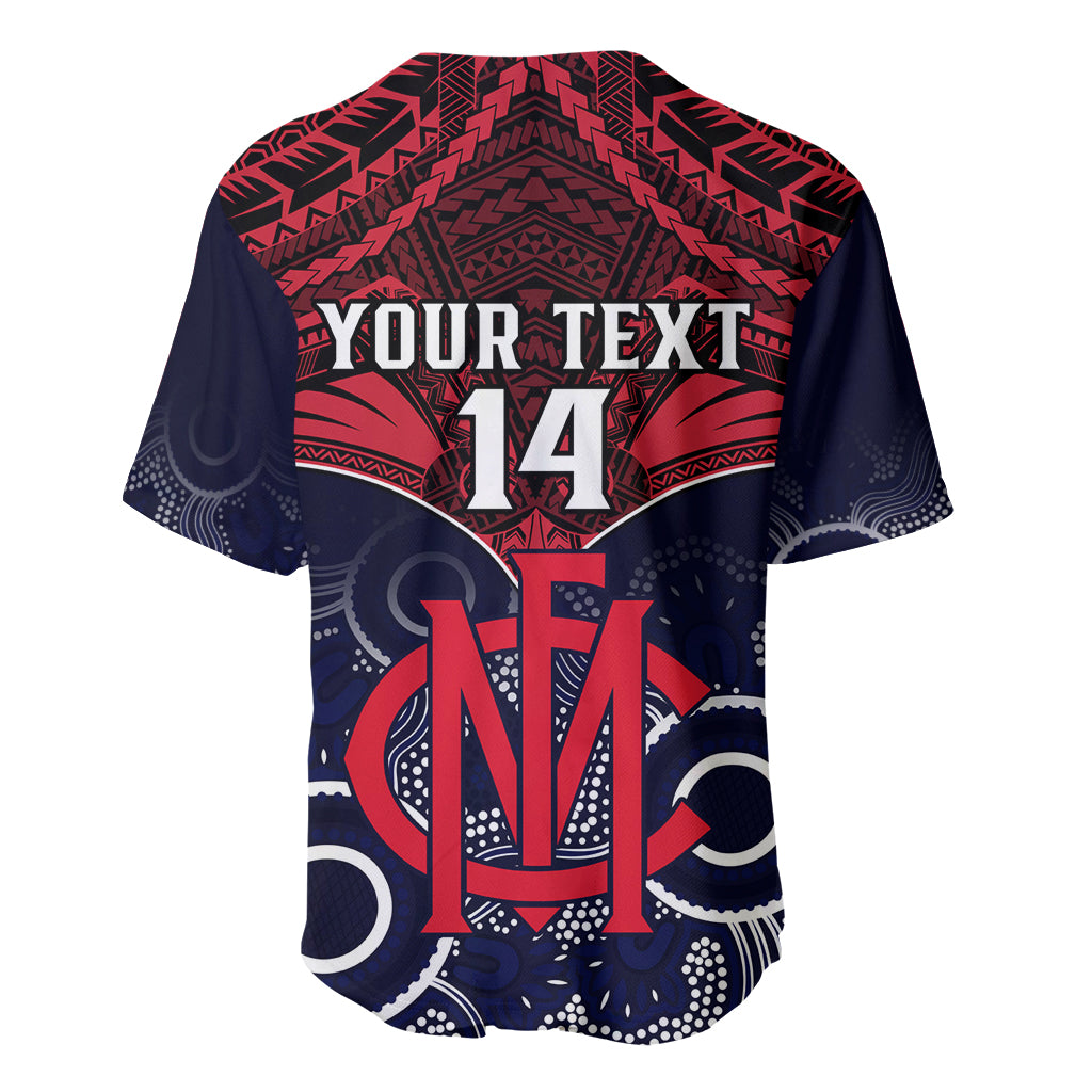 Personalised Melbourne Football Baseball Jersey Go Demons Aboriginal Mix Polynesian Pattern LT14