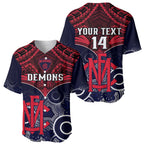 Personalised Melbourne Football Baseball Jersey Go Demons Aboriginal Mix Polynesian Pattern LT14
