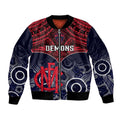 Personalised Melbourne Football Bomber Jacket Go Demons Aboriginal Mix Polynesian Pattern LT14