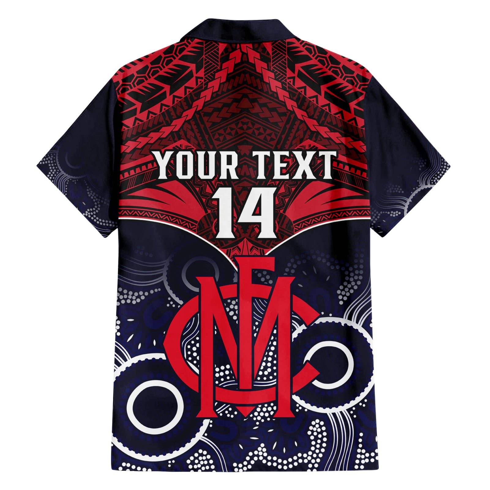 Personalised Melbourne Football Hawaiian Shirt Go Demons Aboriginal Mix Polynesian Pattern LT14