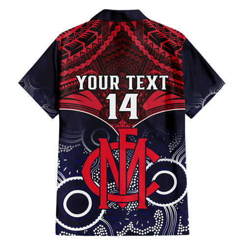 Personalised Melbourne Football Hawaiian Shirt Go Demons Aboriginal Mix Polynesian Pattern LT14