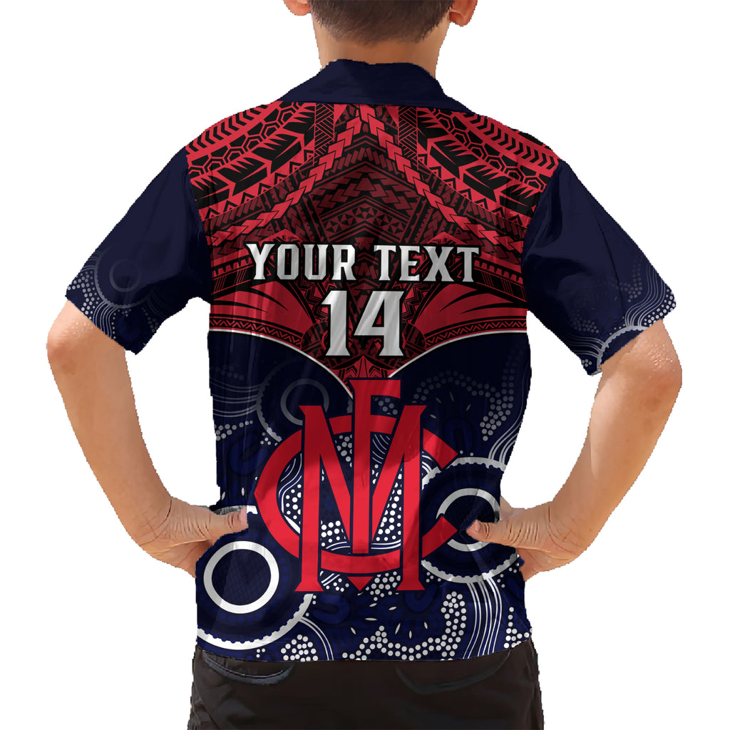 Personalised Melbourne Football Hawaiian Shirt Go Demons Aboriginal Mix Polynesian Pattern LT14