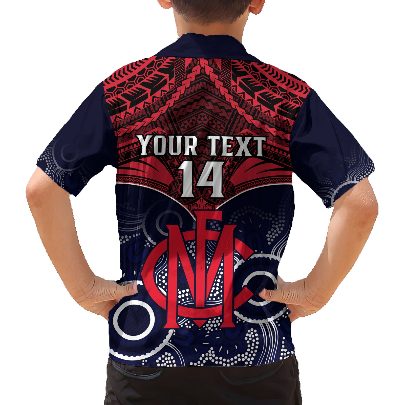 Personalised Melbourne Football Hawaiian Shirt Go Demons Aboriginal Mix Polynesian Pattern LT14